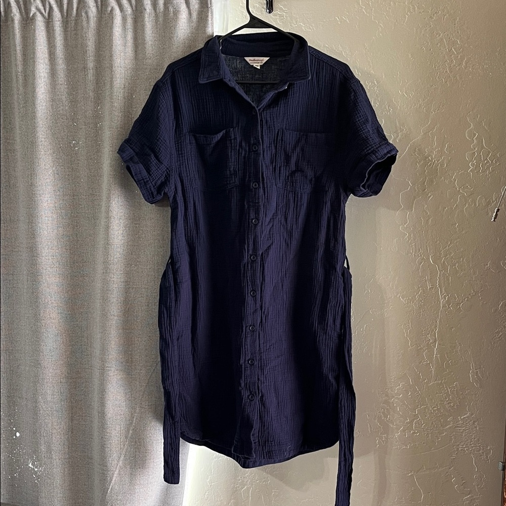Weatherproof Navy Casual Button-Down Shirt Dress